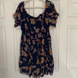 SHEIN Navy Floral Mini Dress